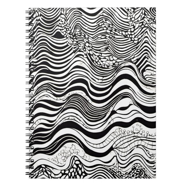 Black and White Abstract Design Notebook (Front)