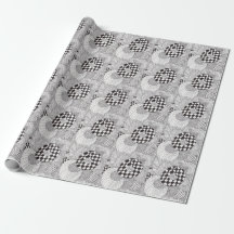 Black and white abstract doodle wrapping paper