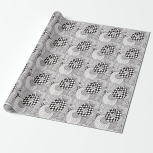 Black and white abstract doodle wrapping paper