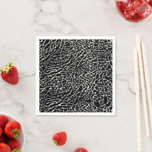 Black and White Abstract Elephant Print Napkin