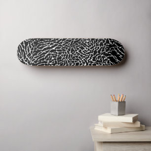 Black and White Abstract Elephant Print Skateboard