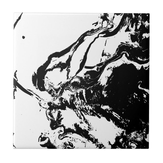 Black and White Abstract Faces Incidental Art Tile (Front)