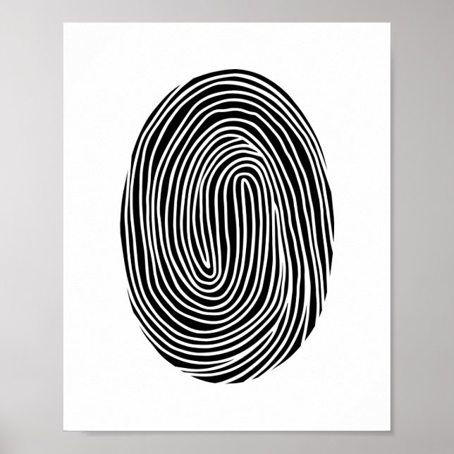 Black and white abstract fingerprint. Modern lines Poster (Front)