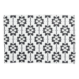Black and White Abstract Floral Pattern Pillowcase
