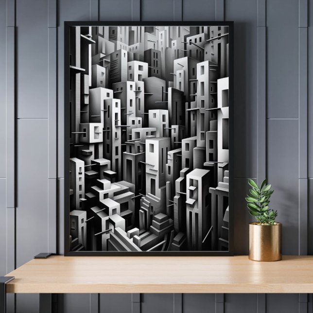 Black and White Abstract Geometric Art Print  (Creator Uploaded)