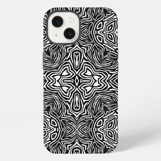 Black and white abstract geometric modern pattern  iPhone case (Back)
