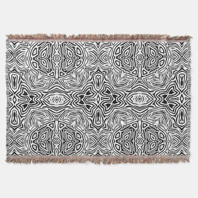 Black and white abstract geometric modern pattern  throw blanket (Front)