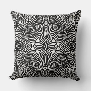 Black and white abstract geometric modern pattern throw pillow