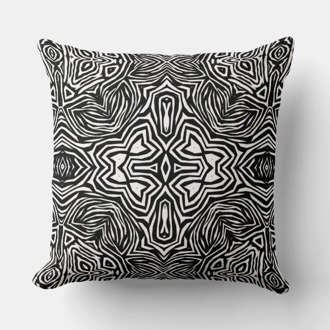 Black and white abstract geometric modern pattern  throw pillow (Front)