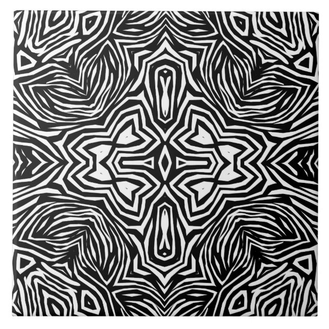 Black and white abstract geometric modern pattern  tile (Front)