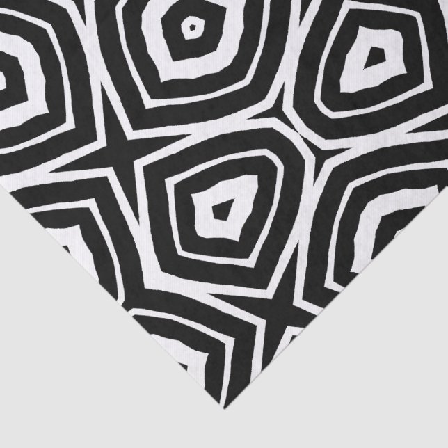 Black and White Abstract Geometric Pattern Tissue Paper (Detail)