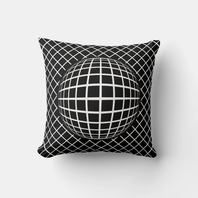 Black and White Abstract Geometric Shape Throw Pillow (Front)