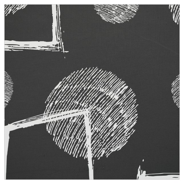 Black and white abstract geometric shapes pattern fabric (Swatch)