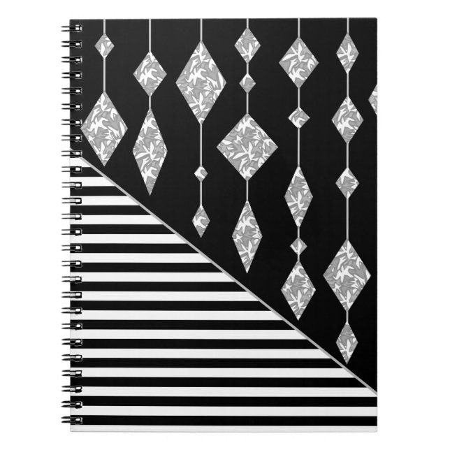 Black and white, abstract, geometric, simple, Scan Notebook (Front)