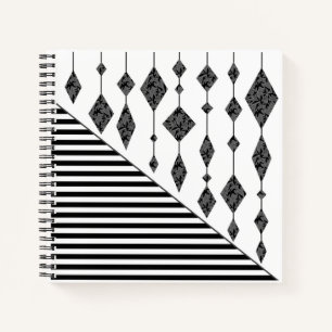 Black and white, abstract, geometric, simple, Scan Notebook
