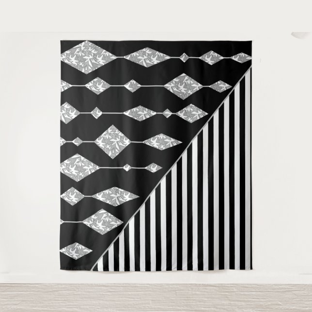 Black and white, abstract, geometric, simple, Scan Tapestry (Front)