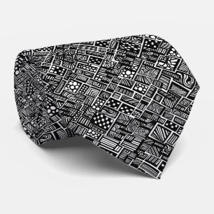Black And White Abstract Geometric Tie
