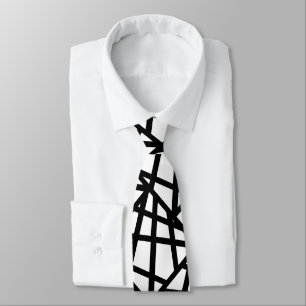 Black and White Abstract Geometric Tie