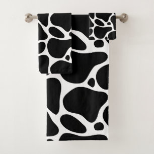 Black and white abstract giraffe pattern bath towel set