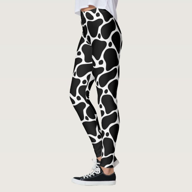 Black and white abstract giraffe pattern leggings (Left)