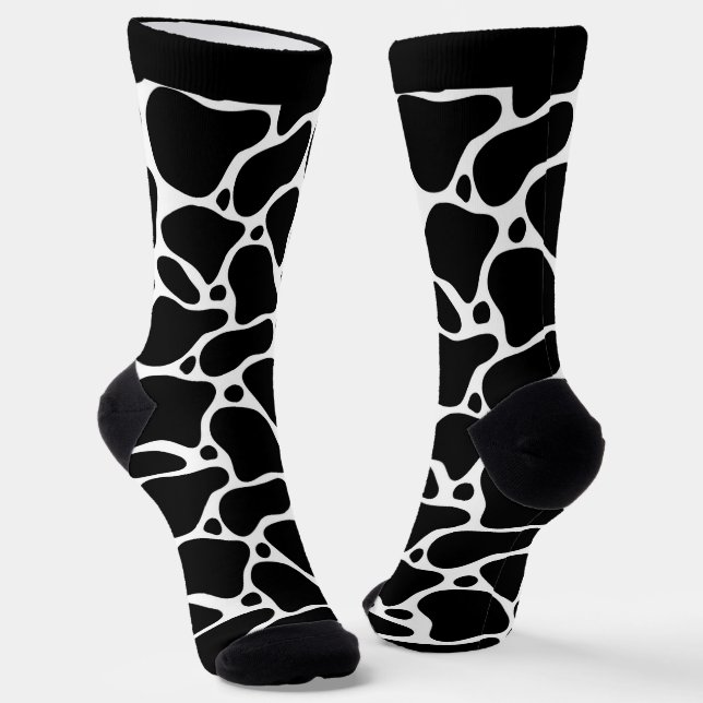 Black and white abstract giraffe pattern socks (Angled)