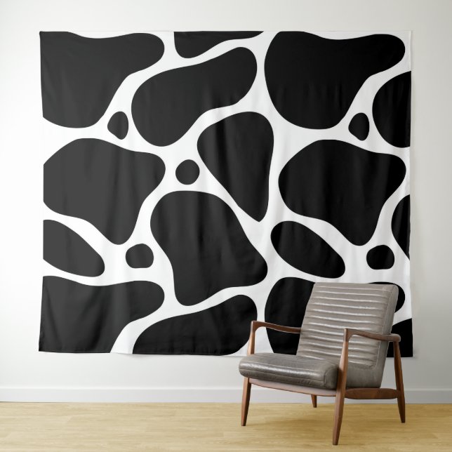 Black and white abstract giraffe pattern tapestry (In Situ (Horizontal))