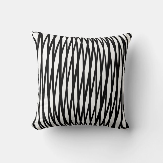 Black and White Abstract grid Throw Pillow (Front)
