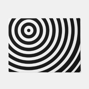 Black and White Abstract Hypnotic Bull's Eye Doormat