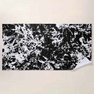 Black and White Abstract Ice Formation Beach Towel