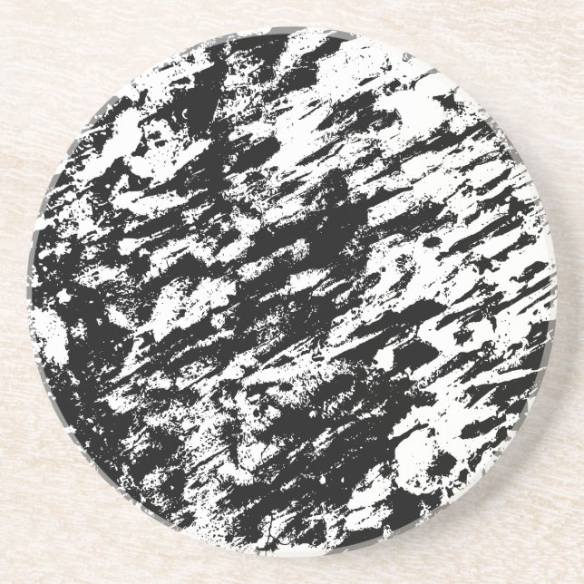 Black and White Abstract Ice Formation Coaster (Front)