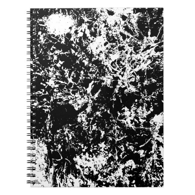 Black and White Abstract Ice Formation Notebook (Front)