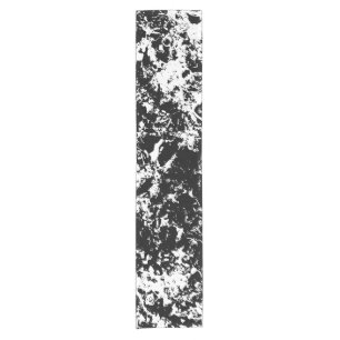 Black and White Abstract Ice Formation Short Table Runner