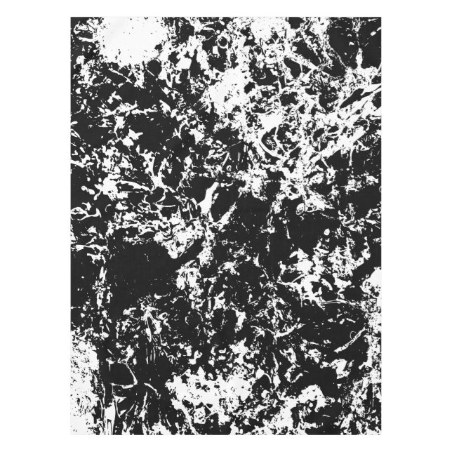 Black and White Abstract Ice Formation Tablecloth (Front)