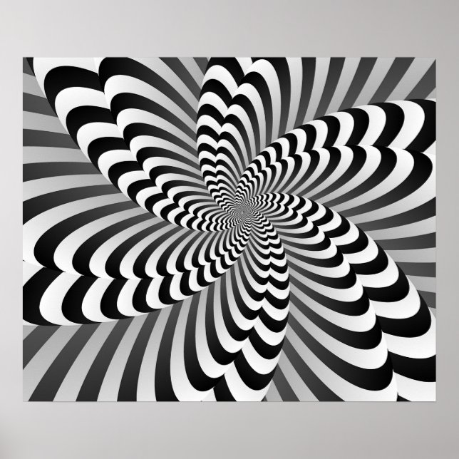 Black and White Abstract Illusion Modern Art Poster (Front)
