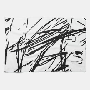 Black and white abstract kitchen towel