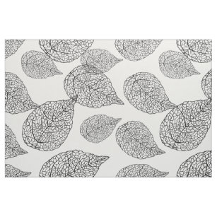 Mid-Century Fish Art Black and White Fabric