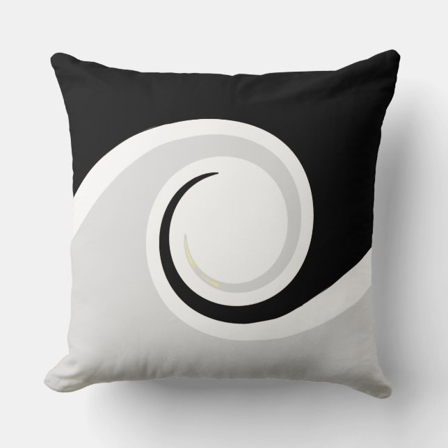 Black and White Abstract Life Waves Throw Pillow (Front)