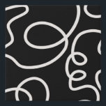 Black And White Abstract Line Brush Strokes Faux Canvas Print<br><div class="desc">Mid Century Modern Abstract Brush Strokes – Minimal Line – Black background with cream white lines.</div>