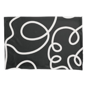 Black And White Abstract Line Brush Strokes Pillowcase