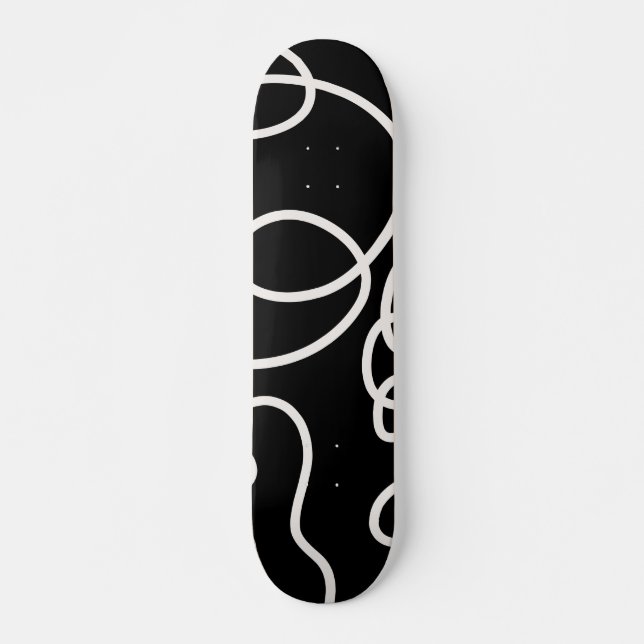 Black And White Abstract Line Brush Strokes Skateboard (Front)