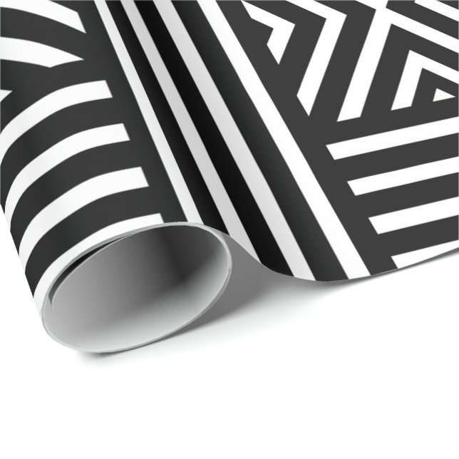 Black and White Abstract LIne Pattern Wrapping Paper (Roll Corner)