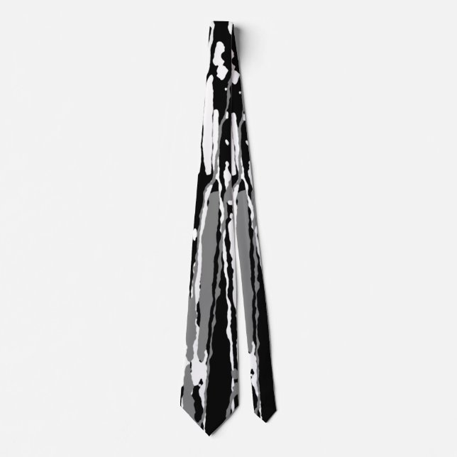 Black and White Abstract Linear Print Tie (Front)
