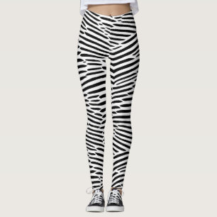 Black and White Abstract Lines Artsy  Leggings