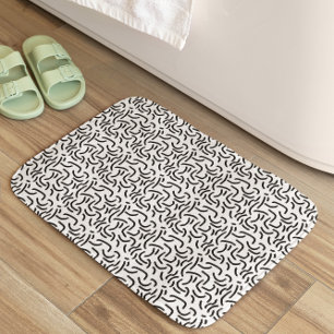 Black and White Abstract Lines Bath Mat