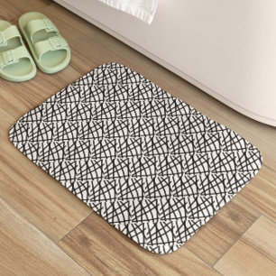 Black and White Abstract Lines  Bath Mat