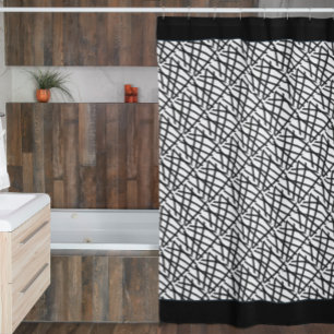 Black and White Abstract Lines Shower Curtain