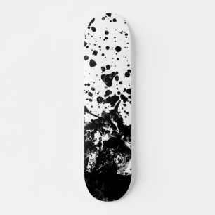 Black and White Abstract Liquid Design Skateboard