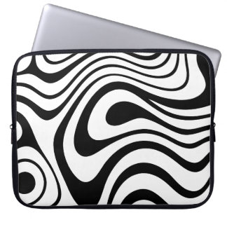 Black and White Abstract Marble Style Laptop Sleeve