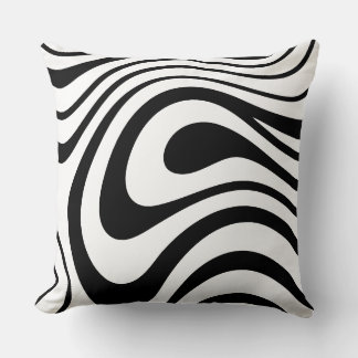 Black and White Abstract Marble Style Throw Pillow