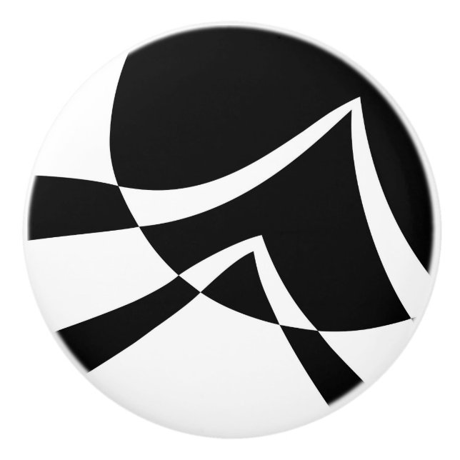 Black and White Abstract Modern Art Ceramic Knob (Front)